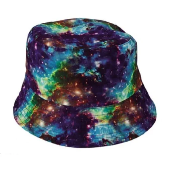 New Space Galaxy Bucket Hat Adult One Size Summer Reversible Cosmos Star Planet - Picture 1 of 3